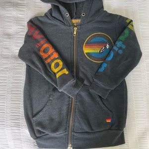 Aviator Nation kids zip hoodie in charcoal - sz 2